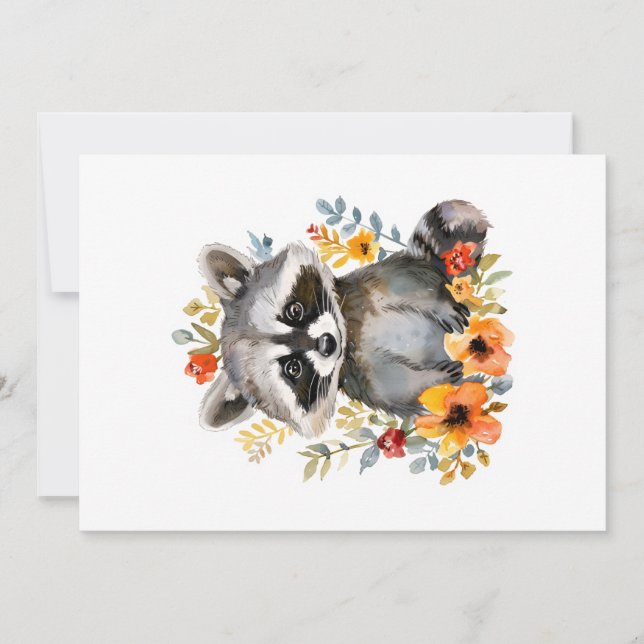 Invitation Couleur d'été des fleurs Raccoon (Devant)