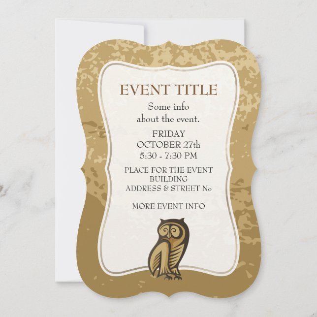 Invitation Couleur du symbole de hibou (Dos)