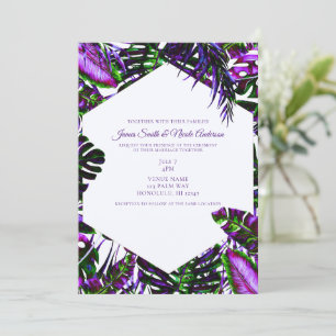 Invitation Couleur Électrique Pop Feuilles De Palmiers Tropic