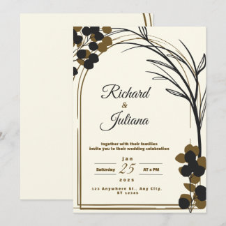Invitation couleur florale de la nature moderne brune