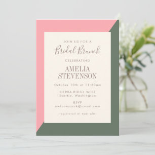 Invitation Couleur géométrique Bloc rose Vert Bridal Brunch