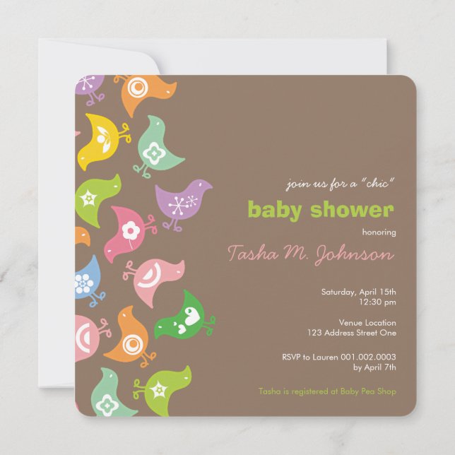 Invitation Couleur mignonne Amusant Rainbow Chicks Chic Baby  (Dos)