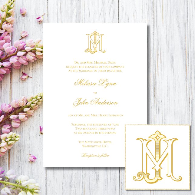 Invitation COULEUR MODIFIÉE MJ Monogramme JM Monogramme Invit (Créateur téléchargé)