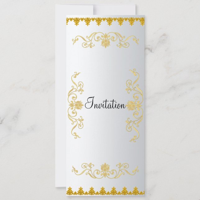 Invitation couleur or blanc élégant (Devant)