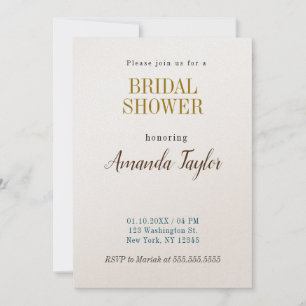 Invitation Couleur or & Champagne Douche nuptiale minimaliste