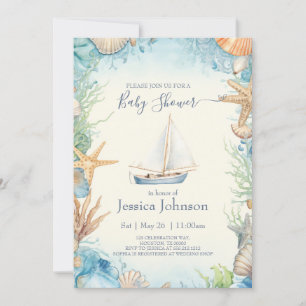 Invitation Couleur Pastel Sous L'Invitation Baby shower Mer