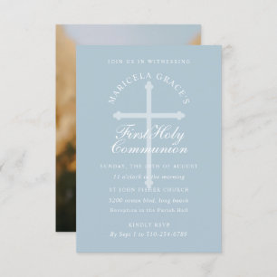 Invitation Couleur personnalisée Croix Bleue Bleue Première c