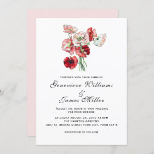 Invitation Couleur Personnalisée Romantique Rouge/Pink Mariag