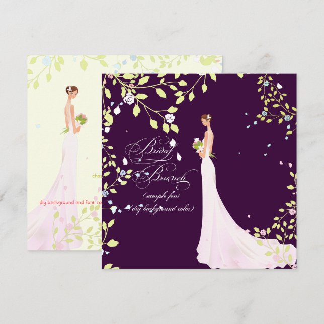 Invitation Couleur PixDezines Bride 2 B/DO-IT-YOURSELF (Devant / Derrière)