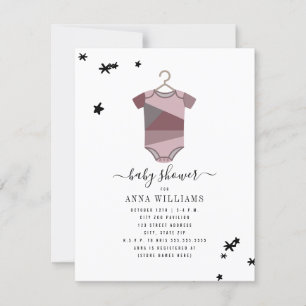 Invitation Couleur Plum Bloc Bodysuit Fille Baby shower