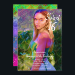 Invitation Couleur Splash Sirène photo Sweet 16 Partie<br><div class="desc">Personnaliser pour tout événement.</div>