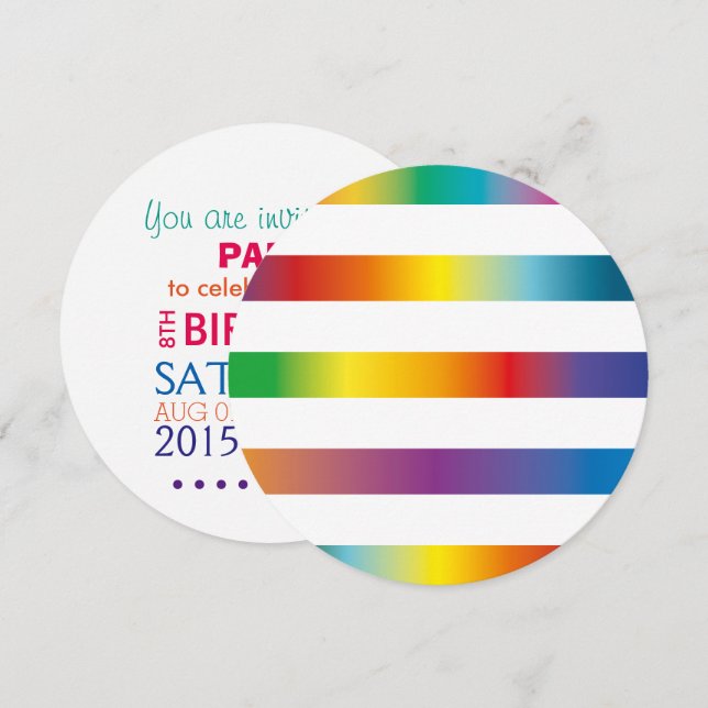 Invitation Couleurs arc-en-ciel (Devant / Derrière)