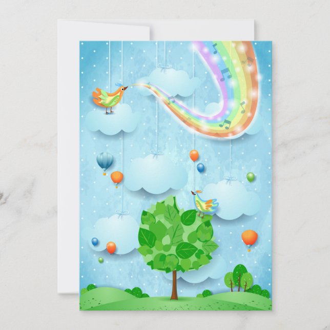 Invitation Couleurs arc-en-ciel et arbre (Devant)