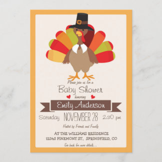 Invitation Couleurs automne Thanksgiving Turquie Baby shower