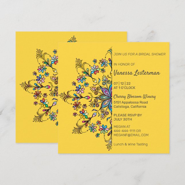 Invitation Couleurs Chic Mandala Bridal Showbwbwbwbwick Invit (Devant / Derrière)