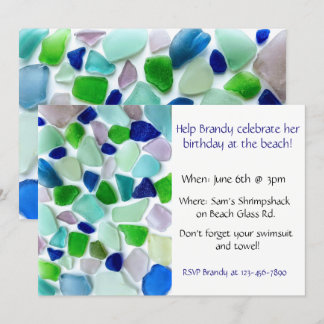 Invitation Couleurs cool Sea Glass Beach Party