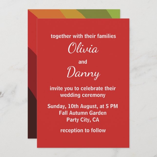 Invitation Couleurs d'automne Mariage de automne moderne (Devant / Derrière)