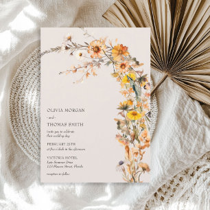 Invitation Couleurs d'automne minimalistes fleurs sauvages de