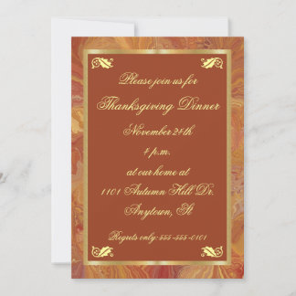 Invitation Couleurs d'automne Papier marbré Thanksgiving Invi