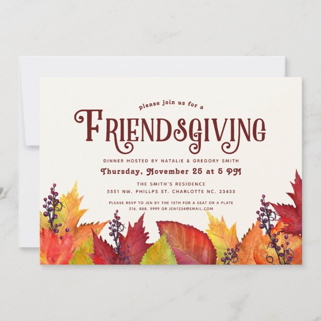 Invitation Couleurs d'Automne | Soirée de dîner entre amis po (Devant)