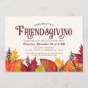 Invitation Couleurs d'Automne   Soirée du dîner de Friendsgiv