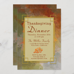 Invitation Couleurs de automne peintes Thanksgiving Invitatio