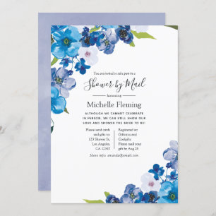 Invitation Couleurs de Bleu Floral Baby ou Fête des mariées p