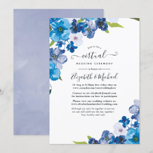 Invitation Couleurs de Blue Floral Mariage virtuel en ligne