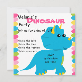 Invitation Couleurs de bonbons Dino