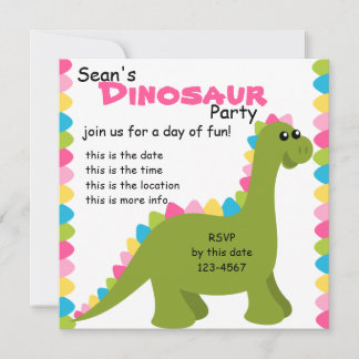 Invitation Couleurs de bonbons Dino