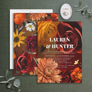 Invitation Couleurs de coucher de soleil Moody moderne Floral