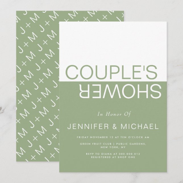 Invitation Couleurs de couleur verte blanche Sage couples wed (Devant / Derrière)