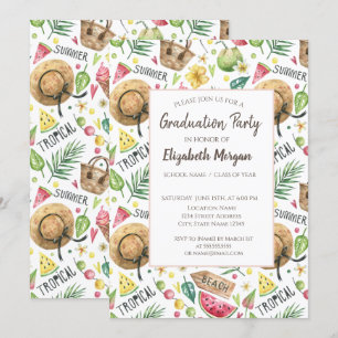 Invitation Couleurs de fille plage détente diplôme fête