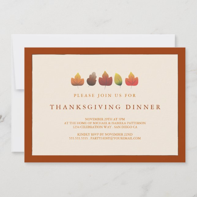 Invitation Couleurs de l'automne chute Feuille Thanksgiving (Devant)