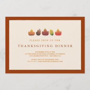 Invitation Couleurs de l'automne chute Feuille Thanksgiving