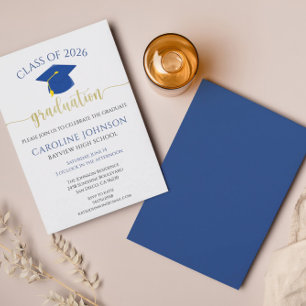 Invitation Couleurs de l'école de la fête de graduation bleu