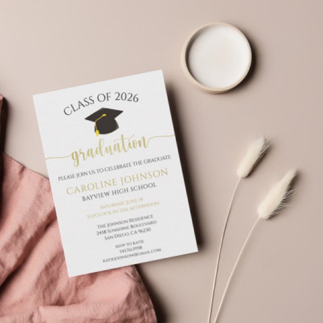 Invitation Couleurs de l'école de la fête de graduation Noir  (Créateur téléchargé)