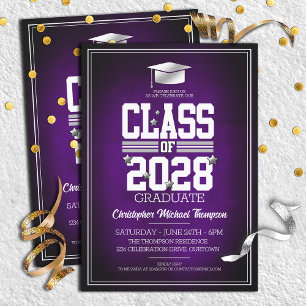 Invitation Couleurs de l'école violet Fête de graduation en a