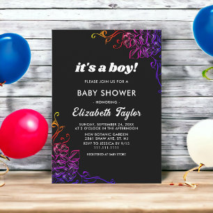 Invitation Couleurs de néon brillant Rose Baby shower floral