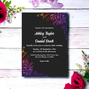 Invitation Couleurs de néon brillant Rose Mariage floral chic