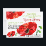 Invitation Couleurs d'eau originales du pavot 50e anniversair<br><div class="desc">Aquarelles originales d'un grand pavot rouge par SG. Concevoir sur une invitation à carte plate avec un texte pour la célébration du 50e anniversaire à customiser. Vous pouvez facilement modifier le texte (couleur,  police,  taille et position) en cliquant sur le bouton Personnaliser ou customiser.</div>