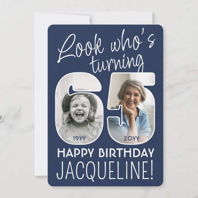Invitation Couleurs DIY • Joyeux 65e Anniversaire 2 Photos (Devant)