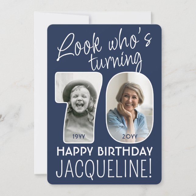Invitation Couleurs DIY • Joyeux 70e Anniversaire 2 Photos (Devant)