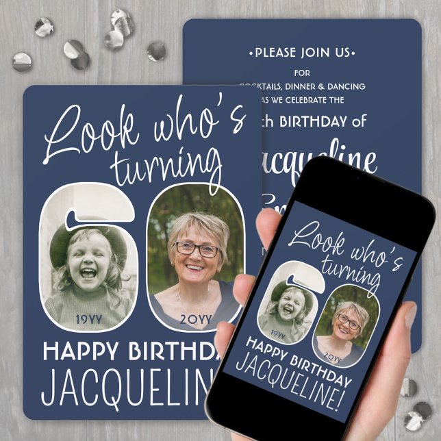 Invitation Couleurs DIY • Regarde qui a 60 ans Fête d'anniver (Créateur téléchargé)