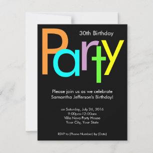 Invitation Couleurs du bloc Chunky 30e anniversaire Invitatio
