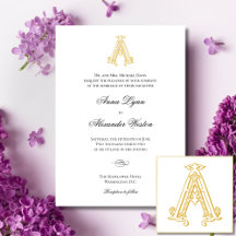 COULEURS ÉDITABLES AA Monogramme Mariage Invitatio
