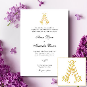 Invitation COULEURS ÉDITABLES AA Monogramme Mariage Invitatio