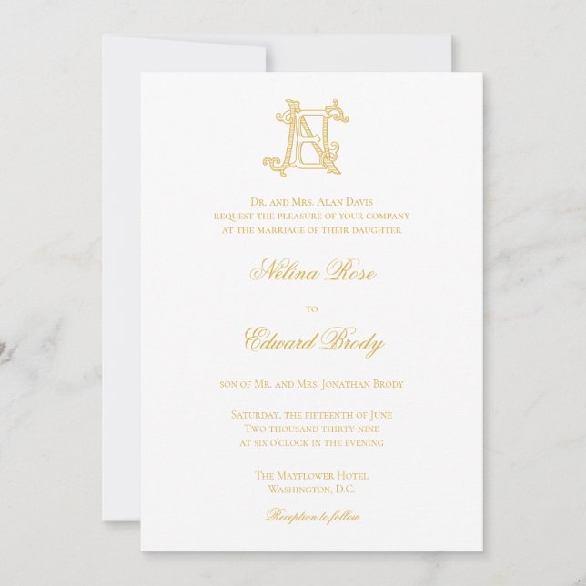 Invitation COULEURS ÉDITABLES EN Monogramme NE Monogramme Inv (Devant)