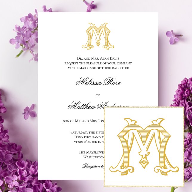 Invitation COULEURS ÉDITABLES MM Monogramme MM Logo Invitatio (Créateur téléchargé)