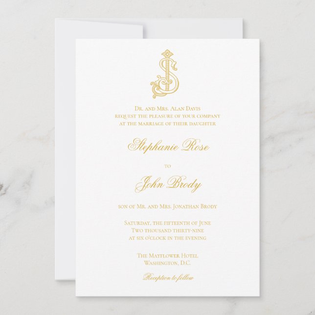 Invitation COULEURS ÉDITABLES SJ Monogram JS Monogram Invitat (Devant)